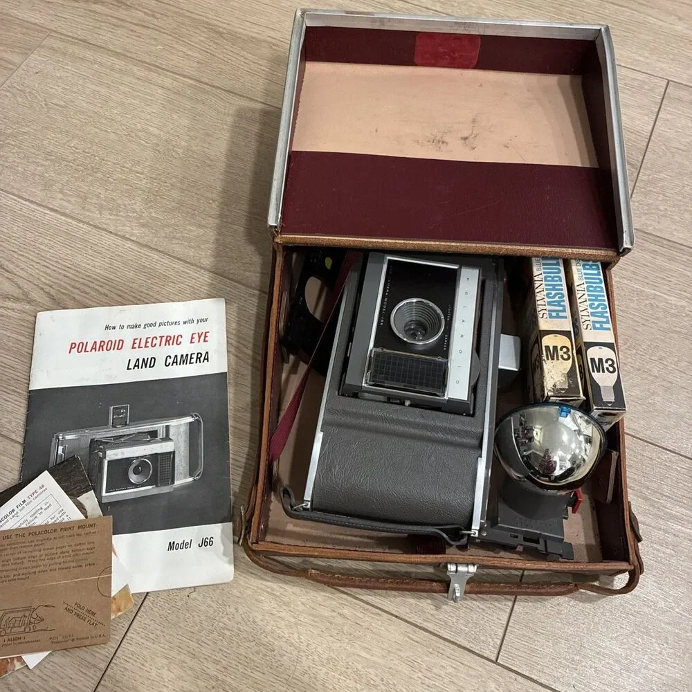Vintage Polaroid Model J66 Electric Eye Land Camera Kit Original Case UNTESTED